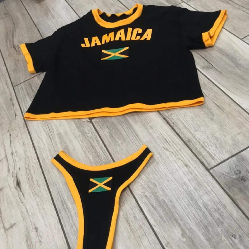 matching set for womens clothing sales womens suits Jamaican cut tops T-shirts and two-piece streetwear for summer 250407