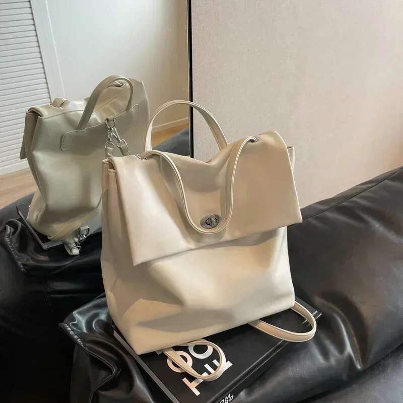 High Quality Soft Leather Women's New Designer Soild Color Female Ladies Shoulder Bag Backpack Women