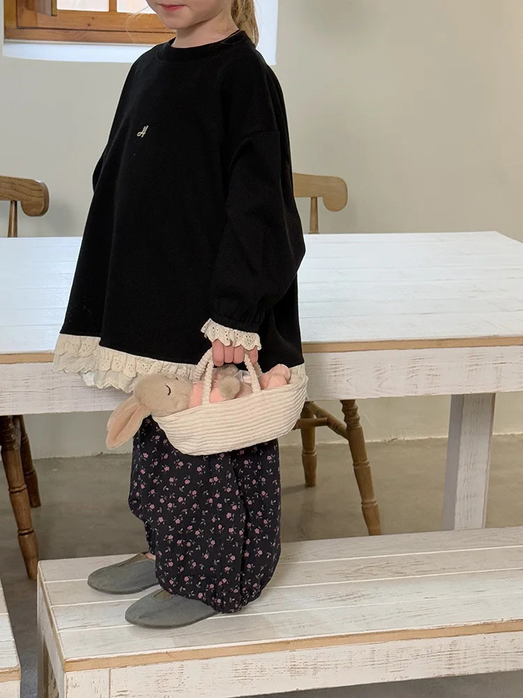 Spring Baby Flower Lantern Pants Cotton Loose Harem Trouser Comfortable Childrens Casual Pants Fashion Preschool Bottom 250408