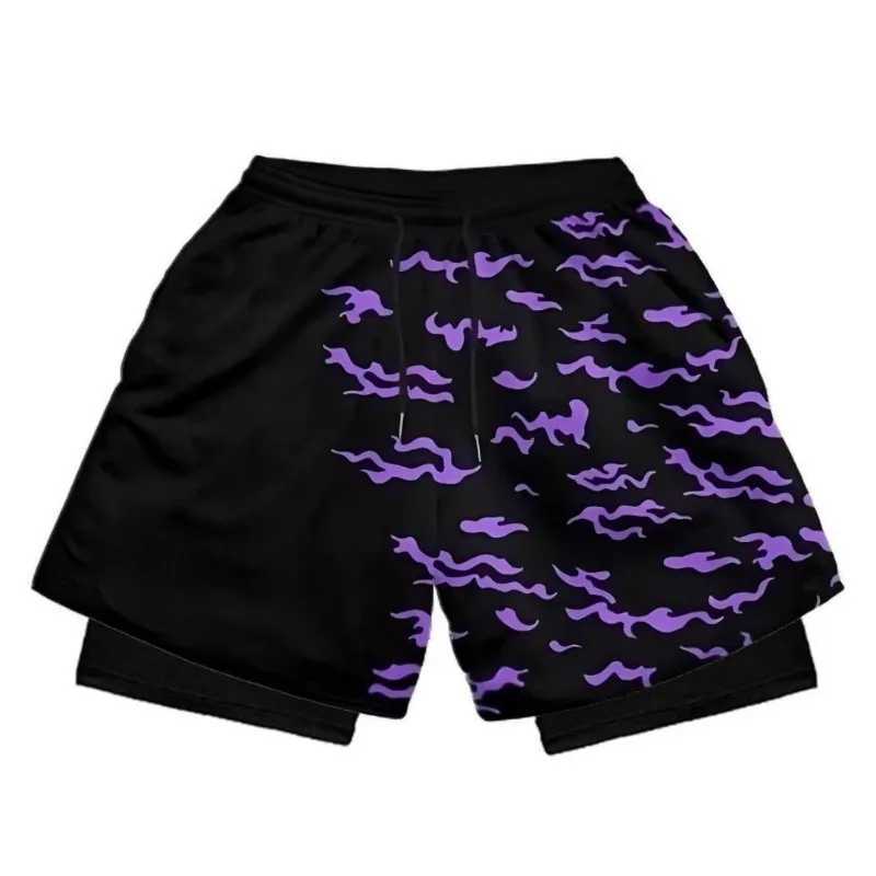 Curse Mark Fitness Shorts Fashion Anime Sports Compression Shorts Exercise Mens Summer Beach 2-in-1 Performance ShortsXJ250407