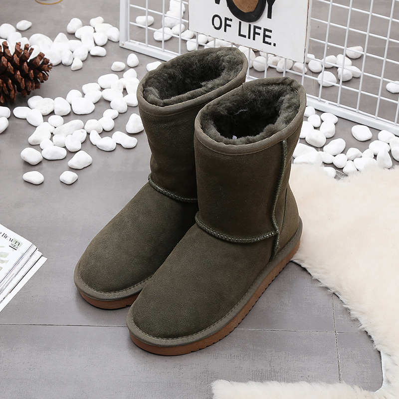 Designer shoes winter new high quality genuine cowhide affordable luxury boots keep warm outdoor non-slip snow boots for woman black grey red pink cof