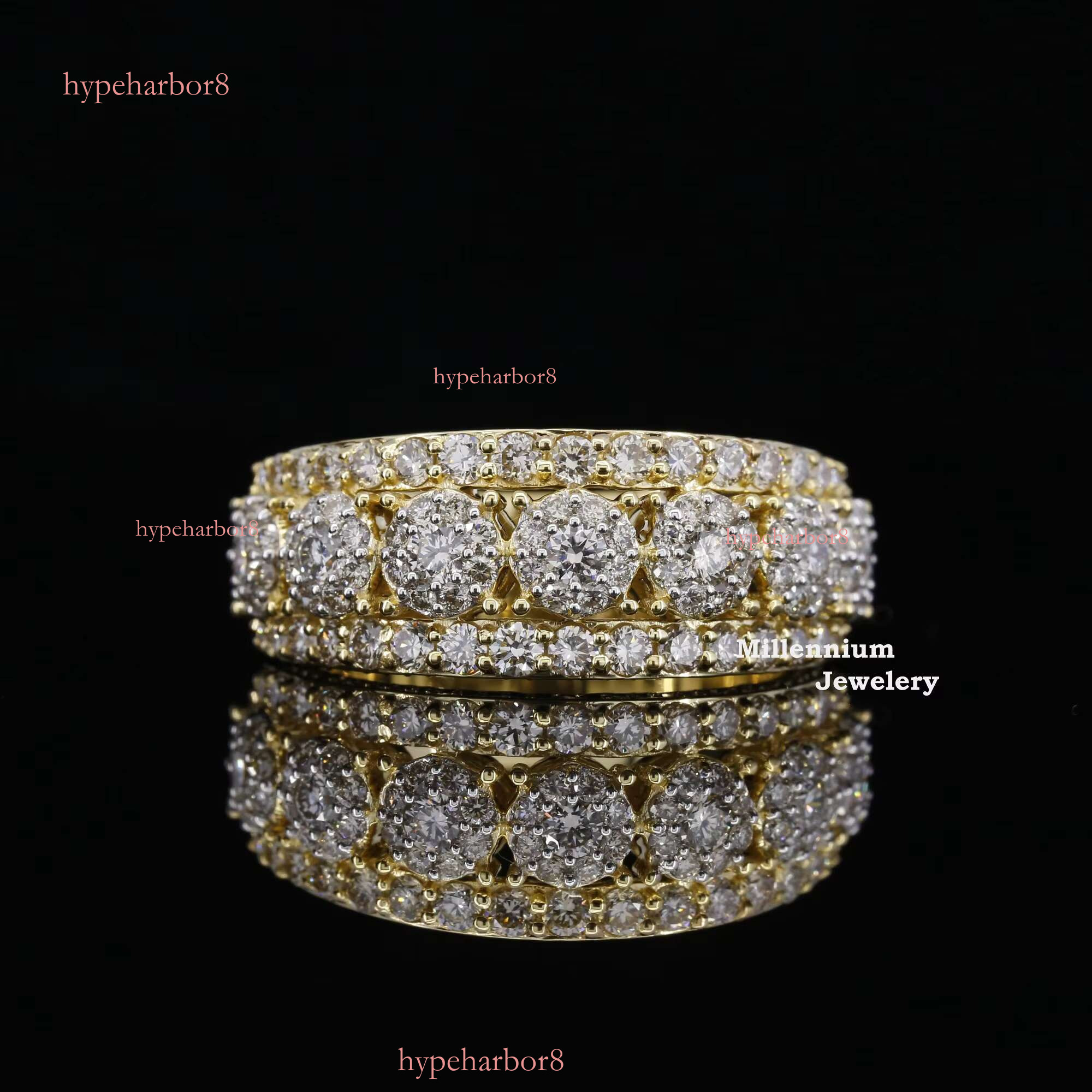 High quality sandstone gold-plated pure silver, hip-hop ice cold ring for women, priced at