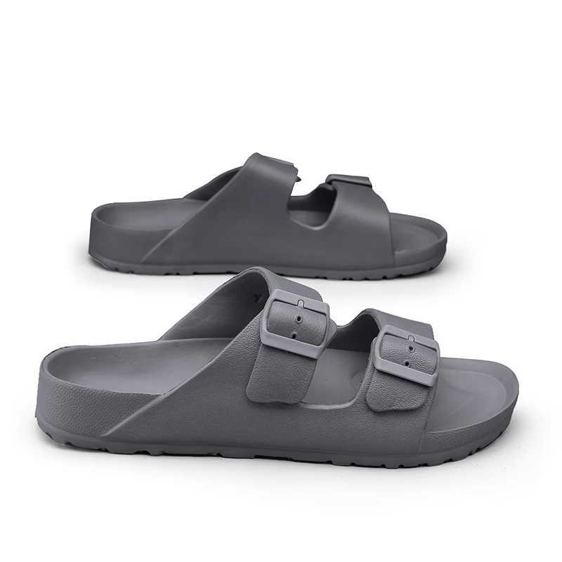 Ultra Light Slippers With Double Buckle Men Women Slides Lightweight EVA Quality Clogs Garden Shoes Beach Slip On SandalsC250418