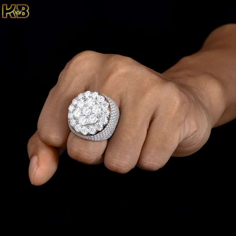 Moissanite Hip Hop Ring 925 Sterling Silver Iced Out Diamond VVS Design Luxury Statement Jewelry for Men Women