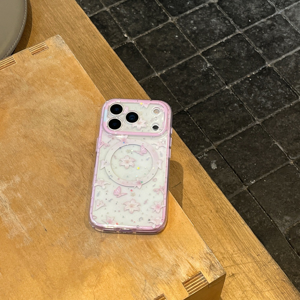 Magnetic Flower Five-pointed Star Stand Phone Case Compatible With iphone 17/16 Pro Max 2-in-1 Cartoon 15/14 Pro Shockproof