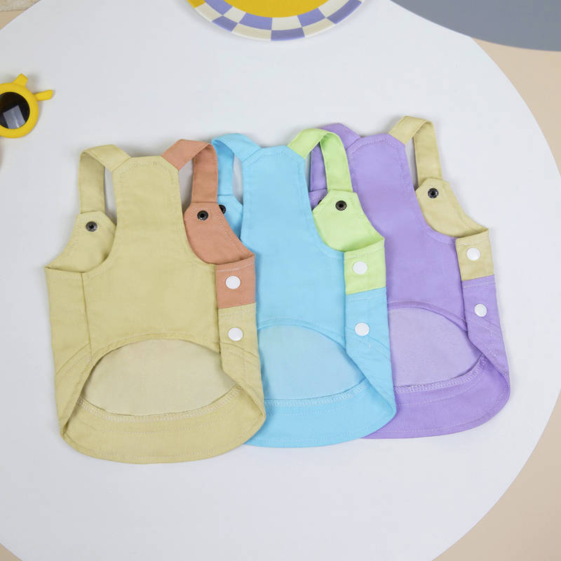 Dog Denim Vest Dress Double Color Puppy Fashion Jean Shirt with Yellow Duck Decoration for Small Dog Girl Stylish Costume Chihuahua Yorkie Pomeranian 