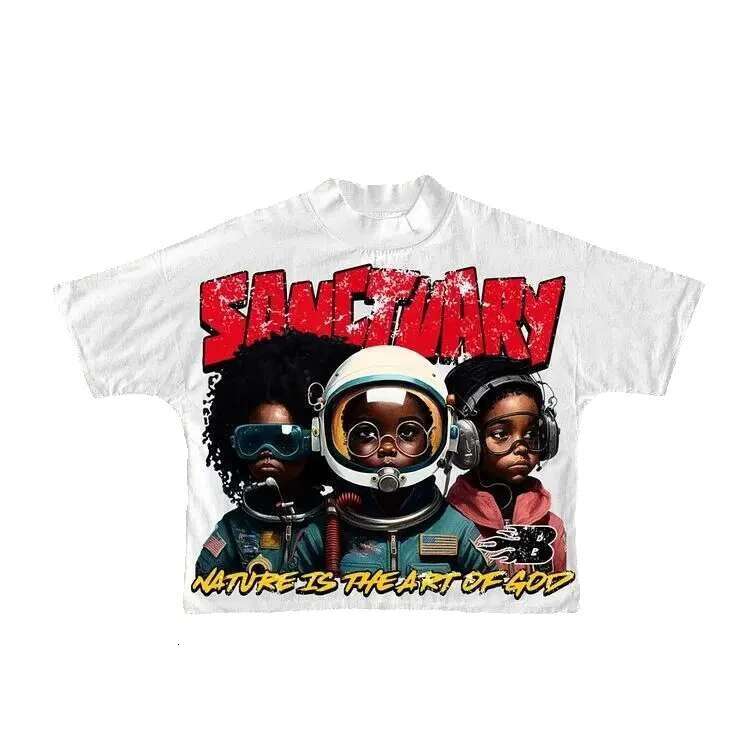 Haruku astronaut pattern oversized Y2K top 100 cotton Gothic T-shirt professional selection sportswear men's wear