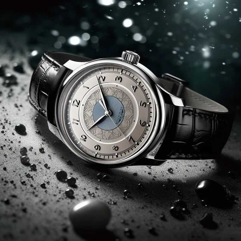 Mens Business Black Leather Waterproof Quartz Watch Y250407