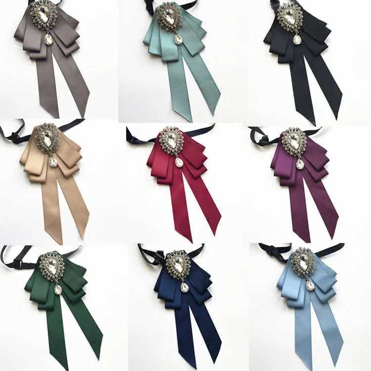 Vintage Crystal Fabric Bow Tie Brooch Korean Fashion Bowties Neckties for Wen White Shirt Collar Luxury Jewelry Accessories X250407