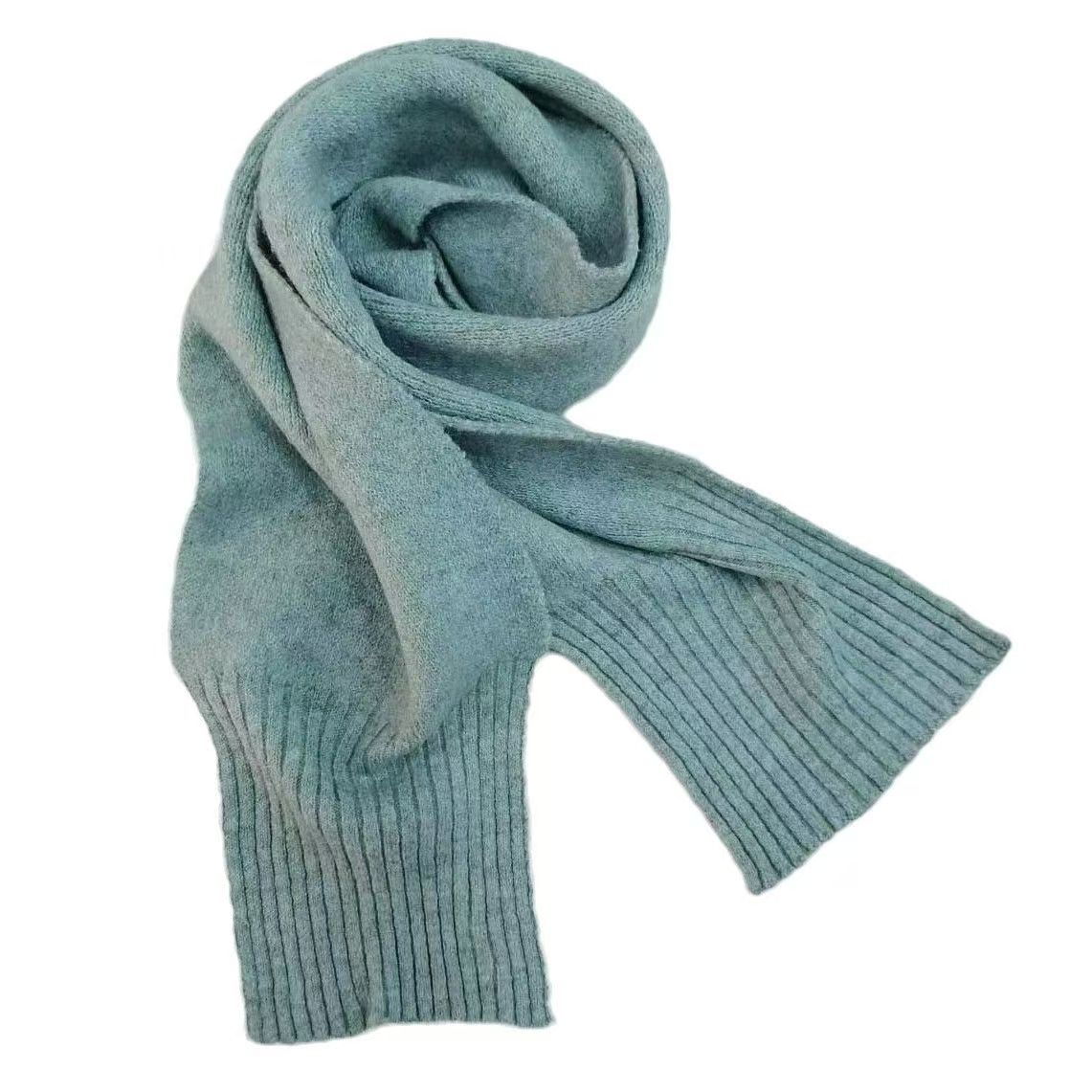 T434 solid color soft elastic unisex couple student autumn and winter warm all-match knitted wool scarf neck