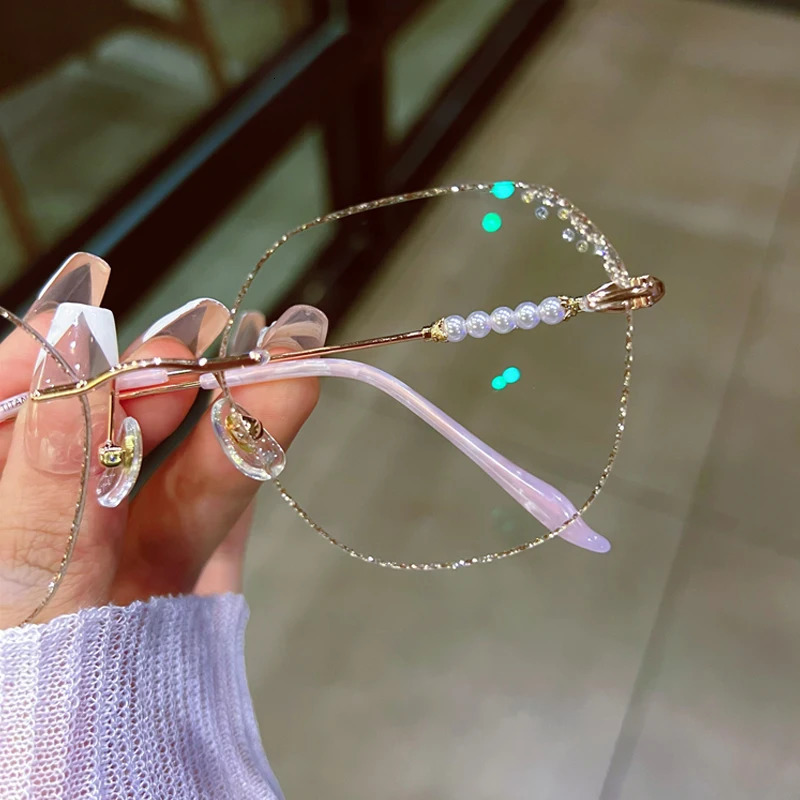 Fashion Retro Borderless Polygonal Glasses Ultra Light Alloy Glasses Myopia Astigmatism Beyond Sight Box 250407
