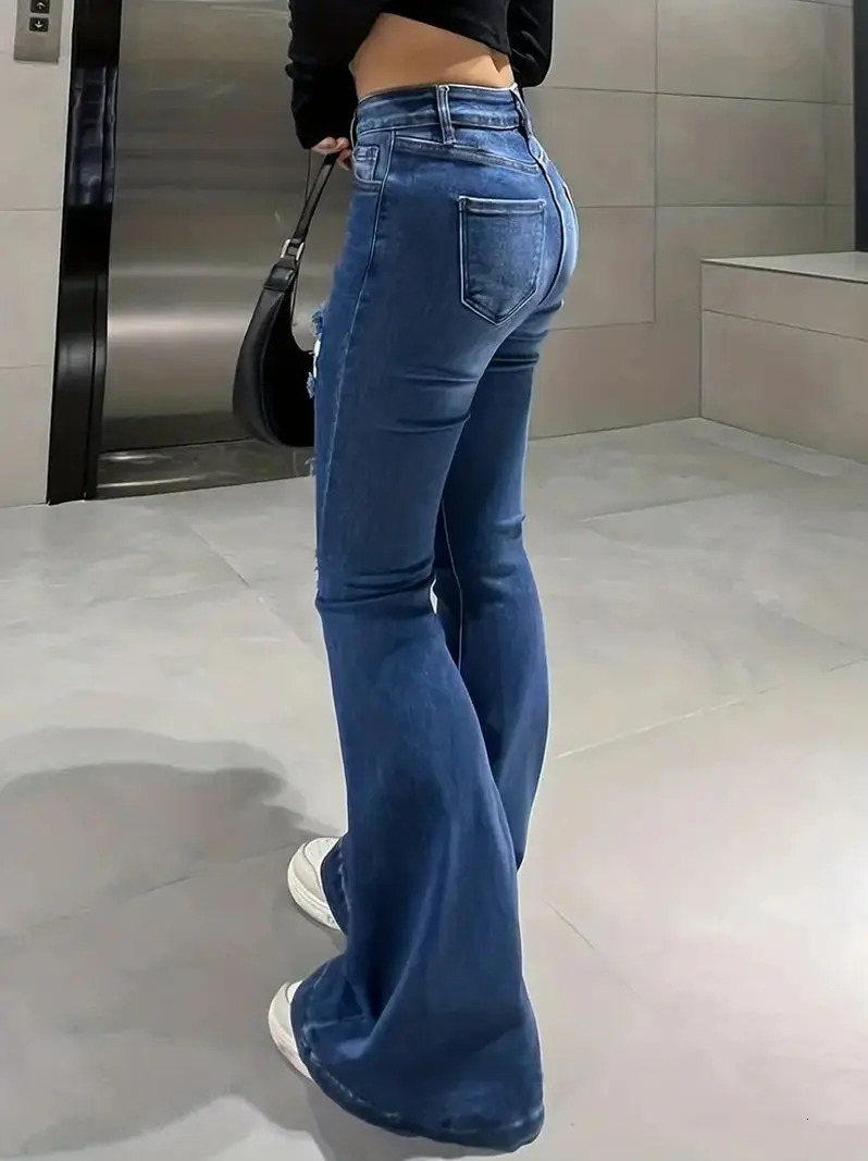 Womens Retro Slim Suitable for Spicy Girl Style Shining Jeans 250407