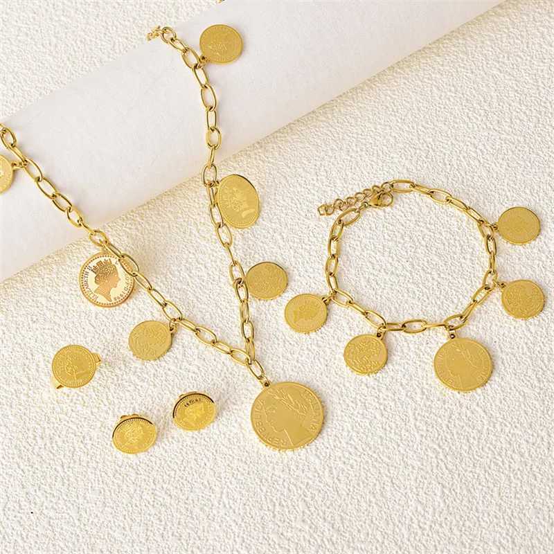 316L stainless steel animal leopard head inlaid crystal round bracelet earrings wedding jewelry set Y250408