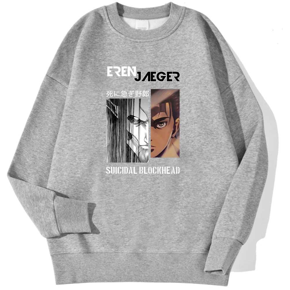Eren Jaeger attacks Titan Printing mens sportswear fashionable and comfortable hooded sweatshirt retro soft pull Korean warm sportswear W250408