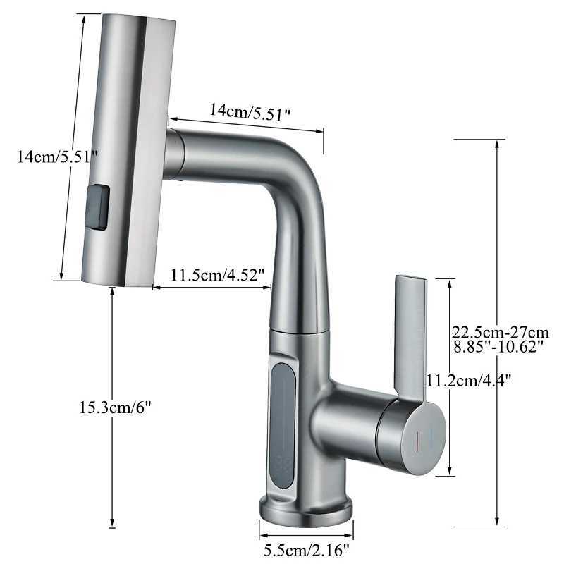 Temperature digital display basin faucet used for bathroom Pl waterfall flow 3-way spray hot cold sink mixer washing faucet Y250407