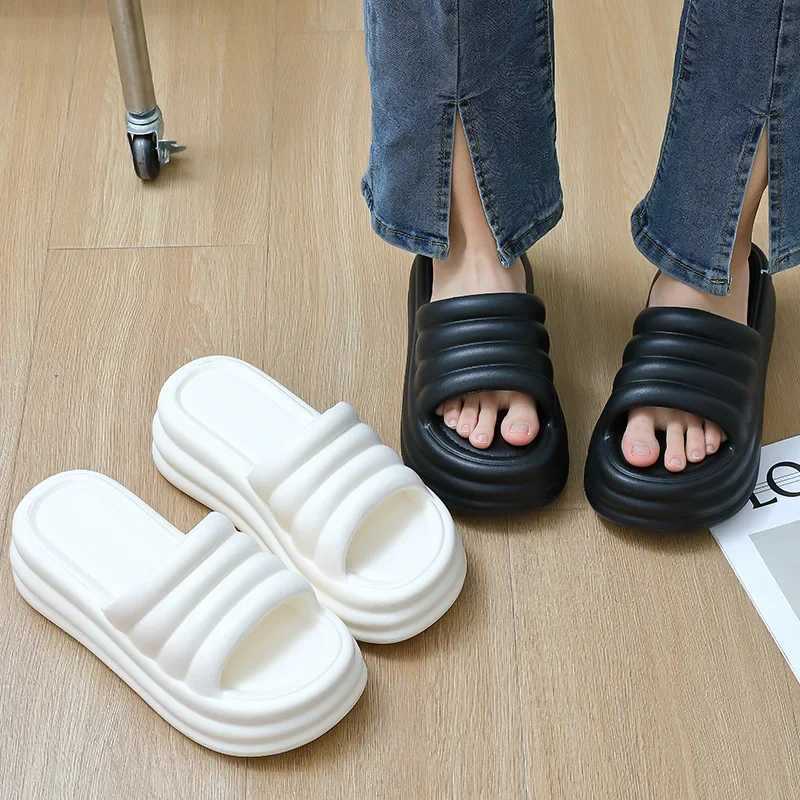 Womens summer pink short and chubby platform slider outdoor thick sole N slider flip open toe comfortable wedge high-heeled sandalsXJ250407