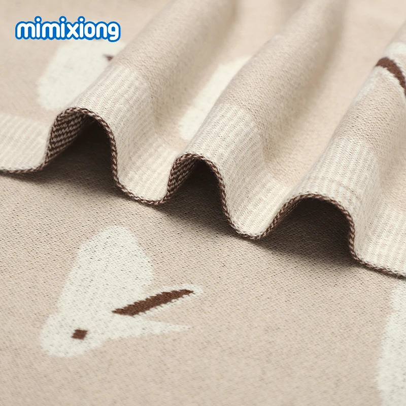 Baby Cotton Blankets born Boys Girls Easter Rabbit Knitted Swaddle Wrap Covers for Stroller Bedding 100*80cm Infant Play Mats 250408