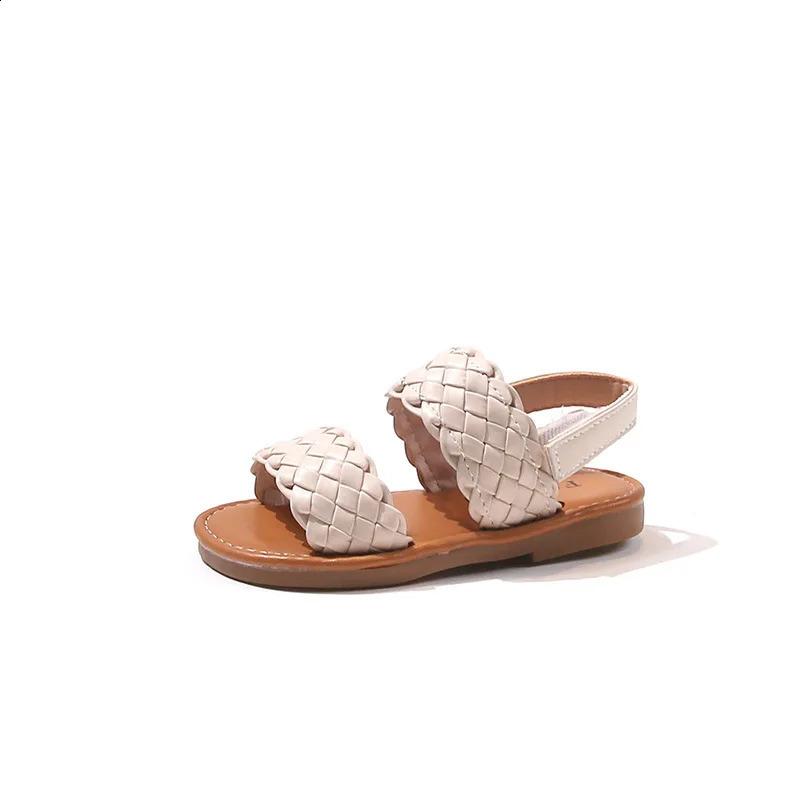 Girls Sandals Toddler 2025 Spring Summer Childrens Open-toed Soft-soled Beach Woven Shoes Baby Fashion Princess Shoes 250408