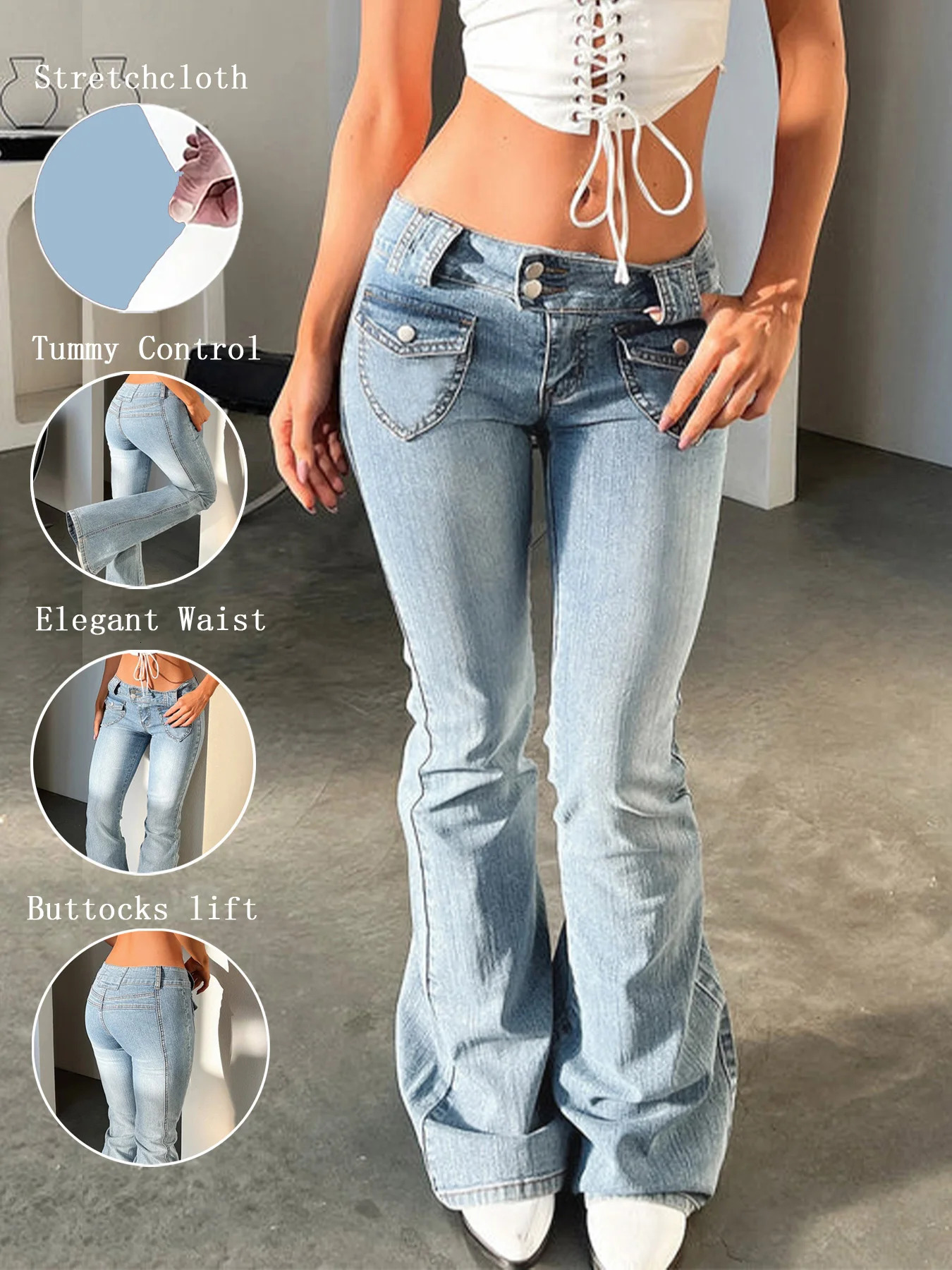 Y2K streetwear ultrathin fit elegant casual fashion clothing Tidal Current Tight Fit Bell bottom sexy womens jeans 250407