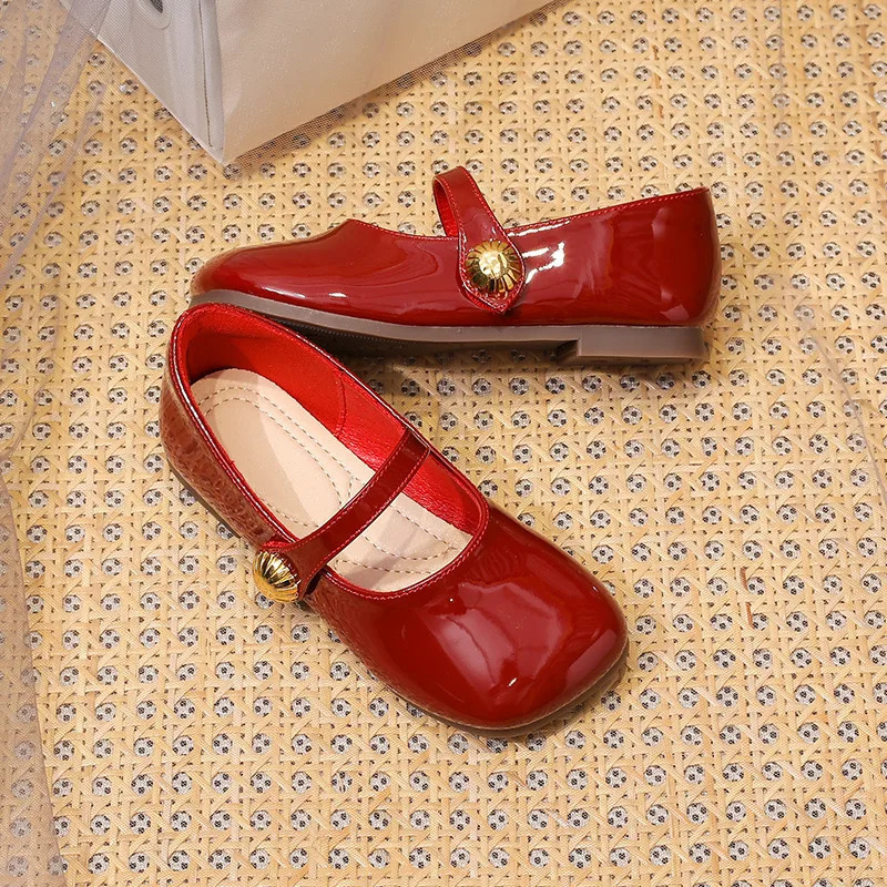 Girl Princess Shoes Spring Fashion Mary Jane Dress Dance Baby Kid Sandals Ballet Soft Sole Red Flats Girls Shoe Kids Shoe 250407