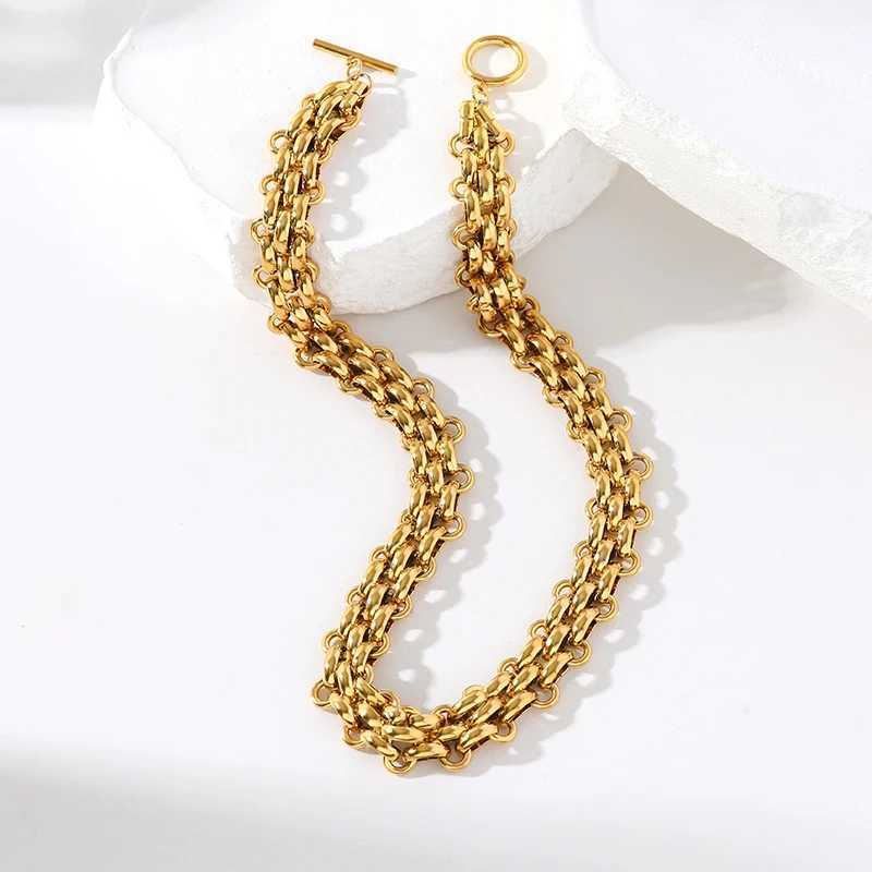 EILIECK 316L stainless steel gold and silver thick chain necklace for women fashionable Cuban necklace waterproof jewelry gift Y250408