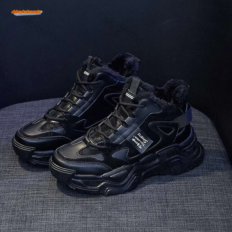 Fashionable Women's Platform Winter Thick Lace and Bottom Walking Tracks, Warm Cotton Non-Slip Comfortable Sports Tracks #ddmykukumalu