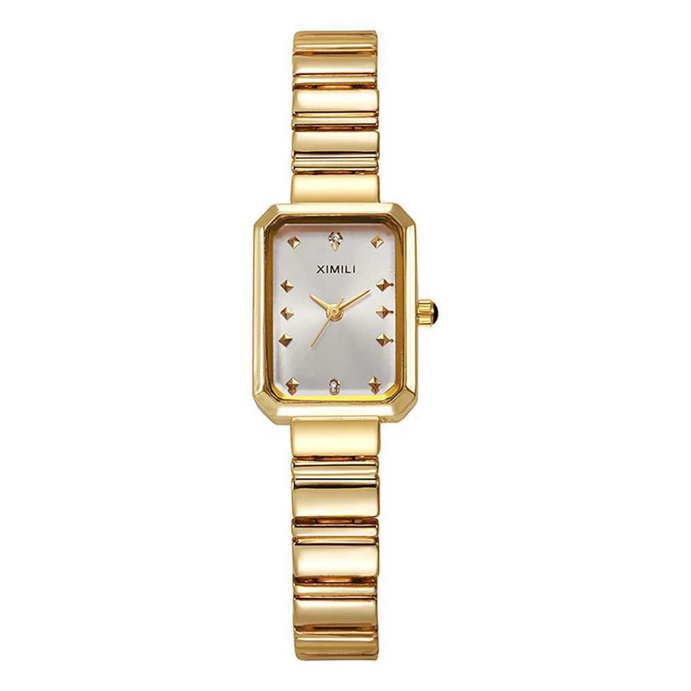 Womens Gold Square Watch Simple Korean Edition Female Student Fashion Stainless Steel Bracelet Quartz Watch Clock GiftT250408