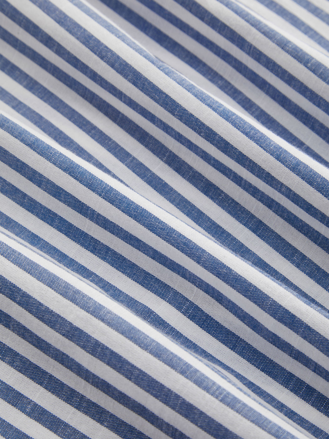 Women's White and Blue Striped Midi Shirt Dress Cotton-blend Collar Split Knotted Cap Sleeves Work Dress