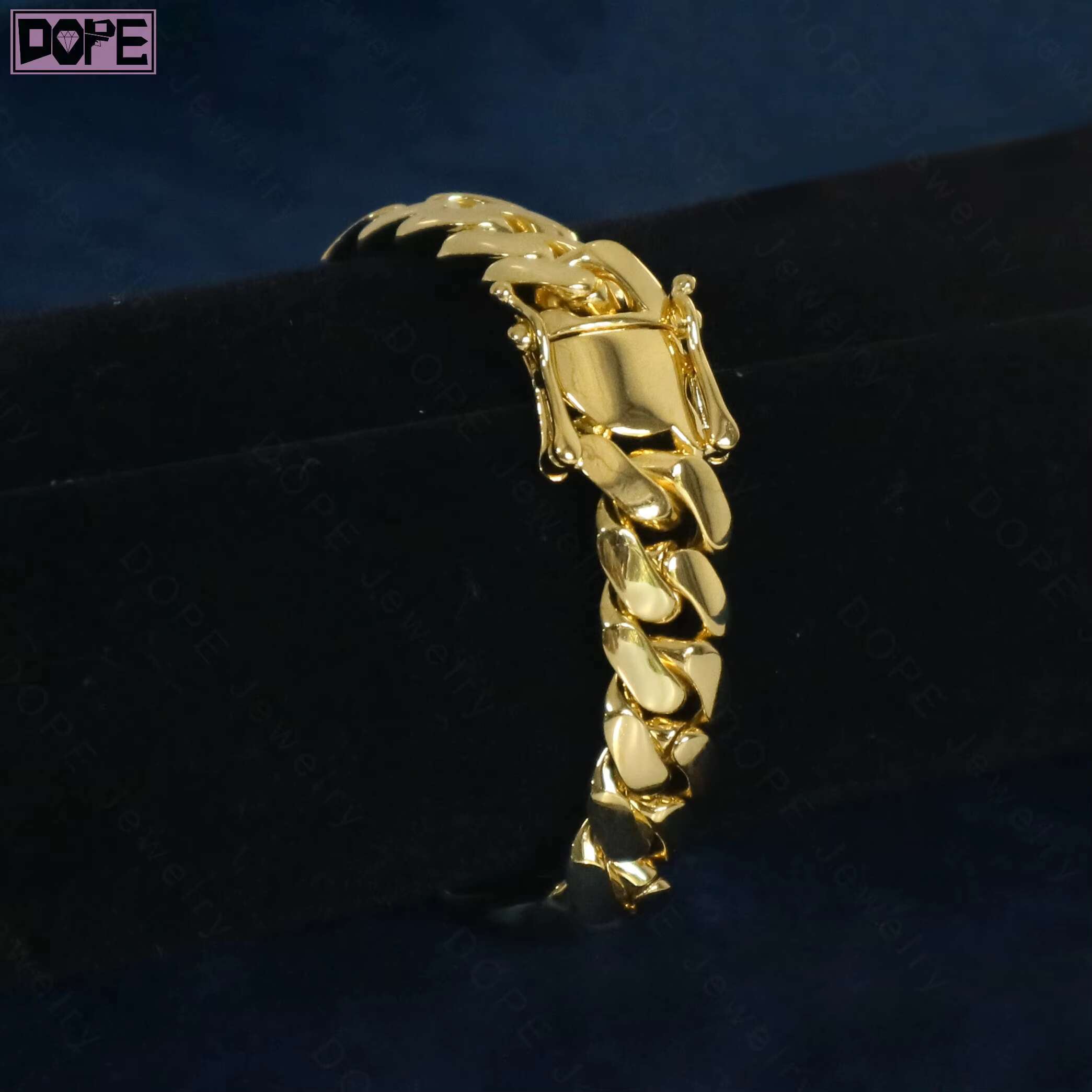 Hip Hop 20mm Miami Cuban Bracelet Heavy Duty HipHop Real Gold Plating 925 Sterling Silver Cuban Link Bracelet