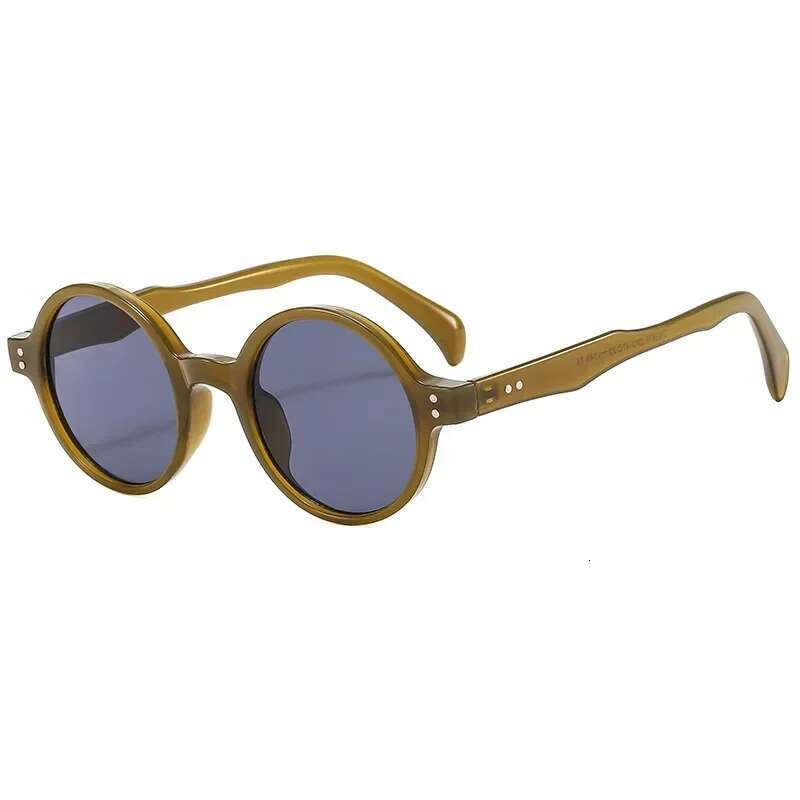 Vintage Round Sunglasses Women Men Brand Designer Sun Glasses Male Female Rivet Frame Fashion Retro Shades Oculos De Sol