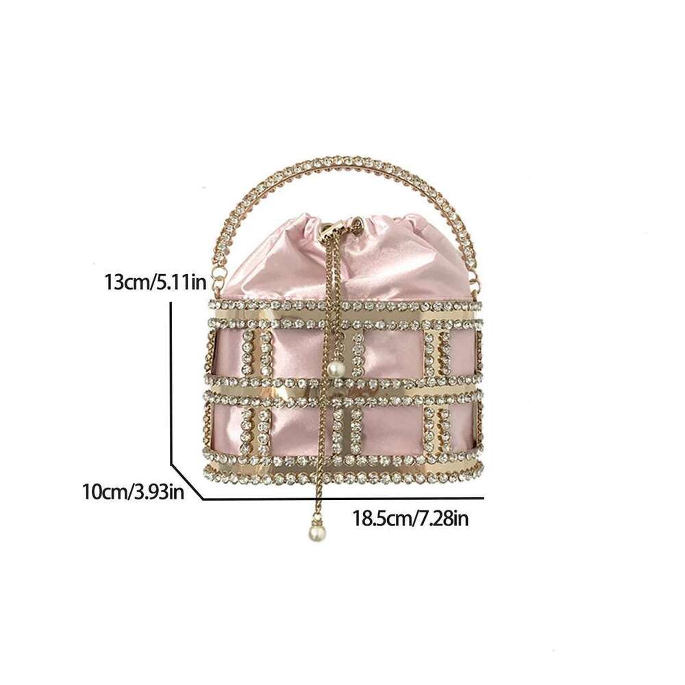 JIOMAY Rhie Clutch Bag Designer Metal Bucket Tote Handbag For Women Ladies Evening Wedding Purse
