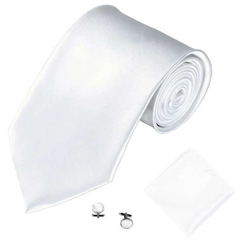 Fashion Tie Set for Men Wen 10CM 4 Wedding Accessories Satin Solid Black Red Blue Gray w Cufflinks Hanky Necktie Sets X250407