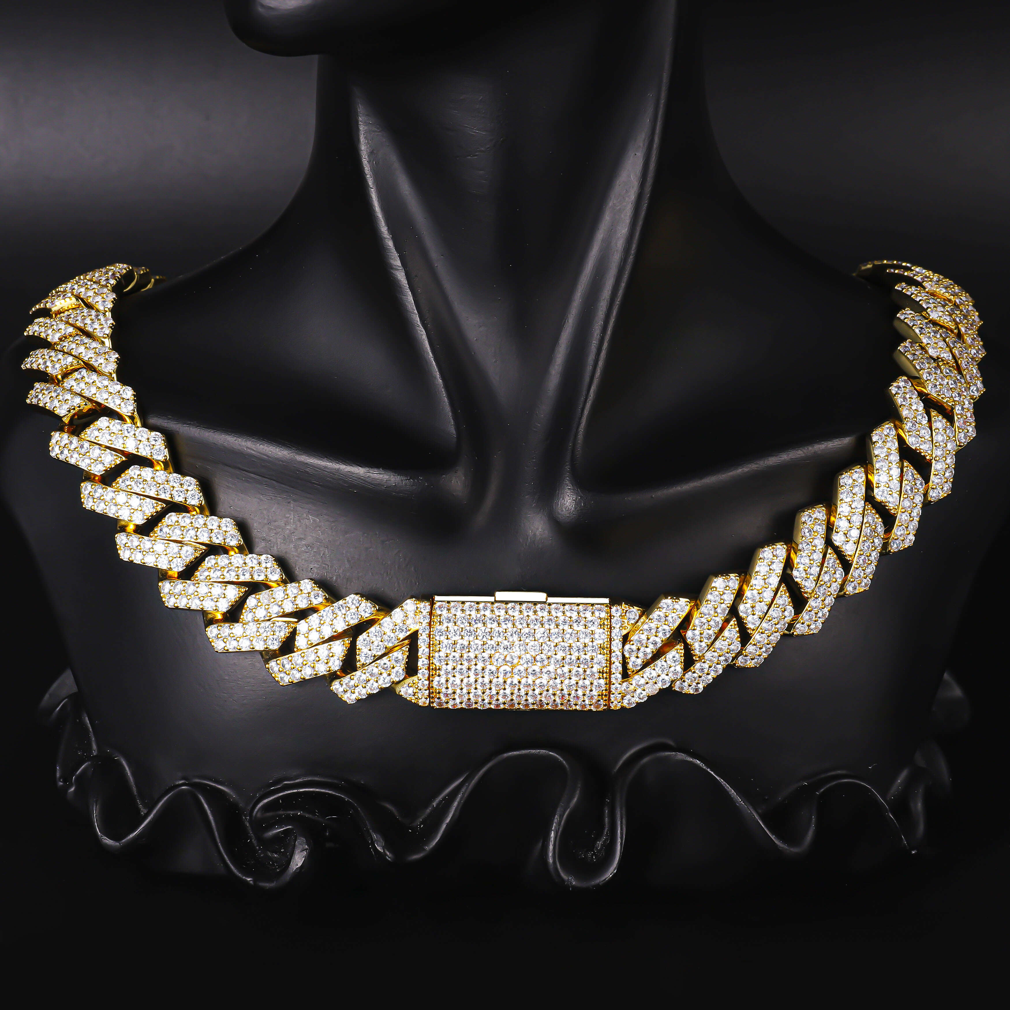 CM 14K Gold Plated Miami New Arrival Hip Hop Cadena Cubana Jewelry Ice Out Men Necklace baguette Cuban Chain