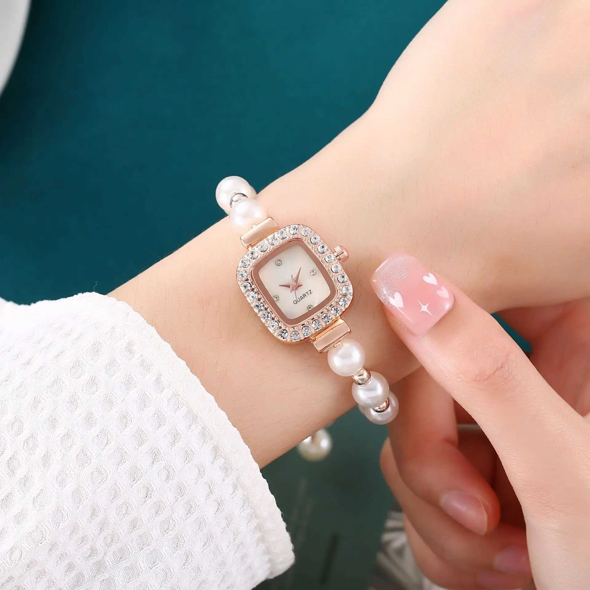 Elegant pearl quartz watch luxury bracelet womens watch diamond crystal watch Relogios Feminino Relojes Para MujerT250408