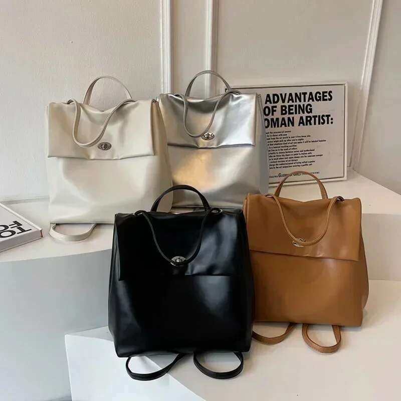 High Quality Soft Leather Women's New Designer Soild Color Female Ladies Shoulder Bag Backpack Women