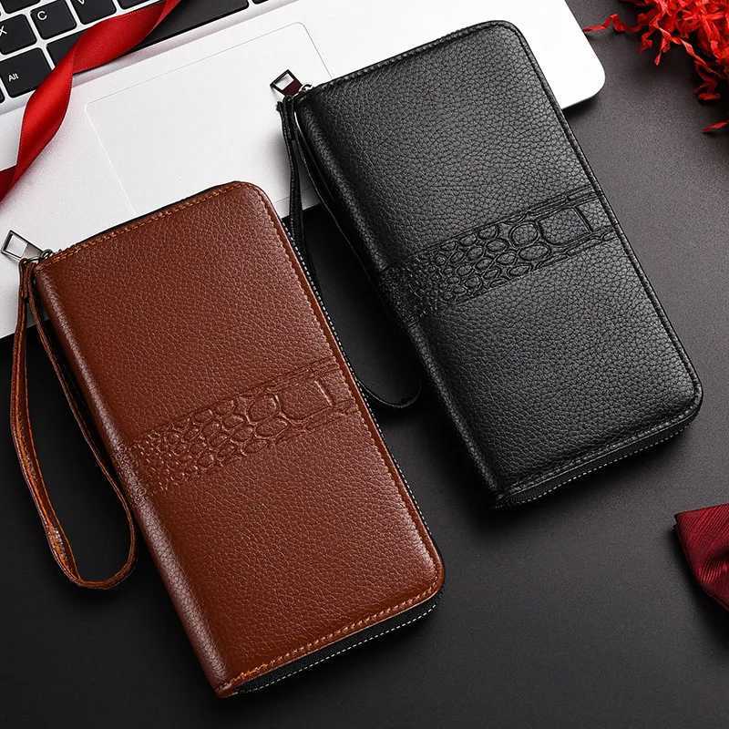 Men Leather Wallets Long Design Causal Purses Male Zipper Wallet Coin Card Holders Slim Money Bag High Capacity Case H2511071