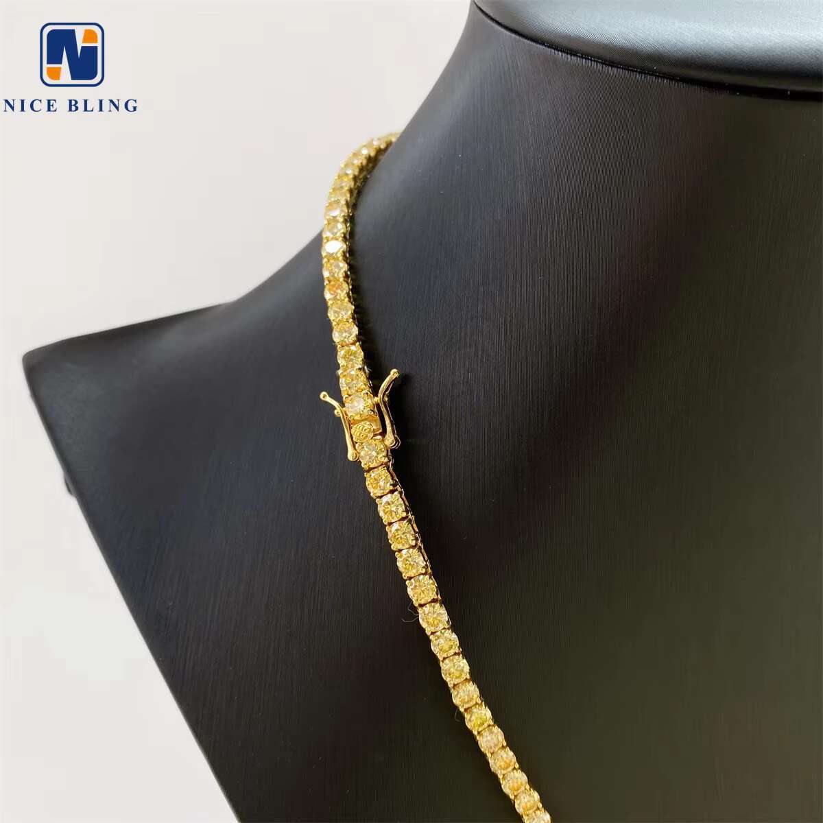 Bling HipHop Jewelry Yellow Tennis Chain Iced Out VVS Moissanite Diamond 4mm Colorful Tennis Fashion Jewelry Necklaces