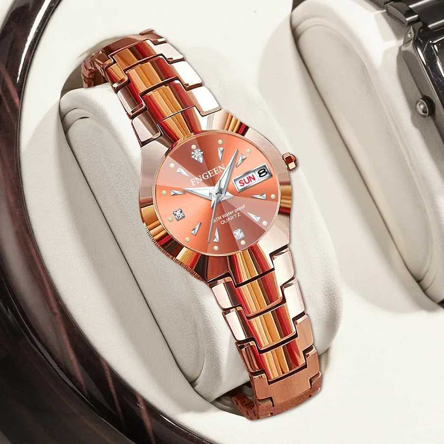 New Relogio Feminino Couple Watch Mens Quartz Watch Luxury Womens Watch Stainless Steel WaterproofT250408
