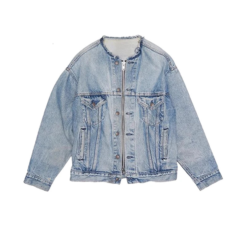 NIGO LP mens autumn and winter retro collarless single chest cotton loose denim jacket nigo613 250408Z