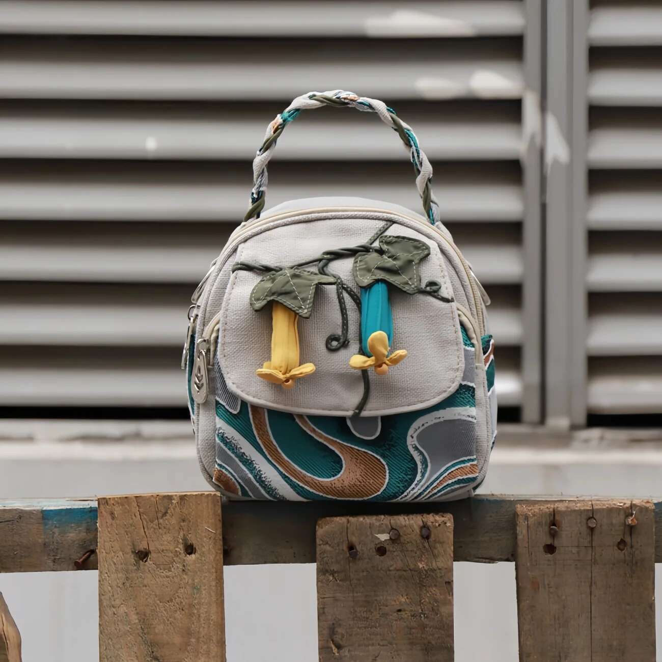 Morning Glory Multi Layered Canvas Handbag, Birthday Gift For Girlfriend And Mother