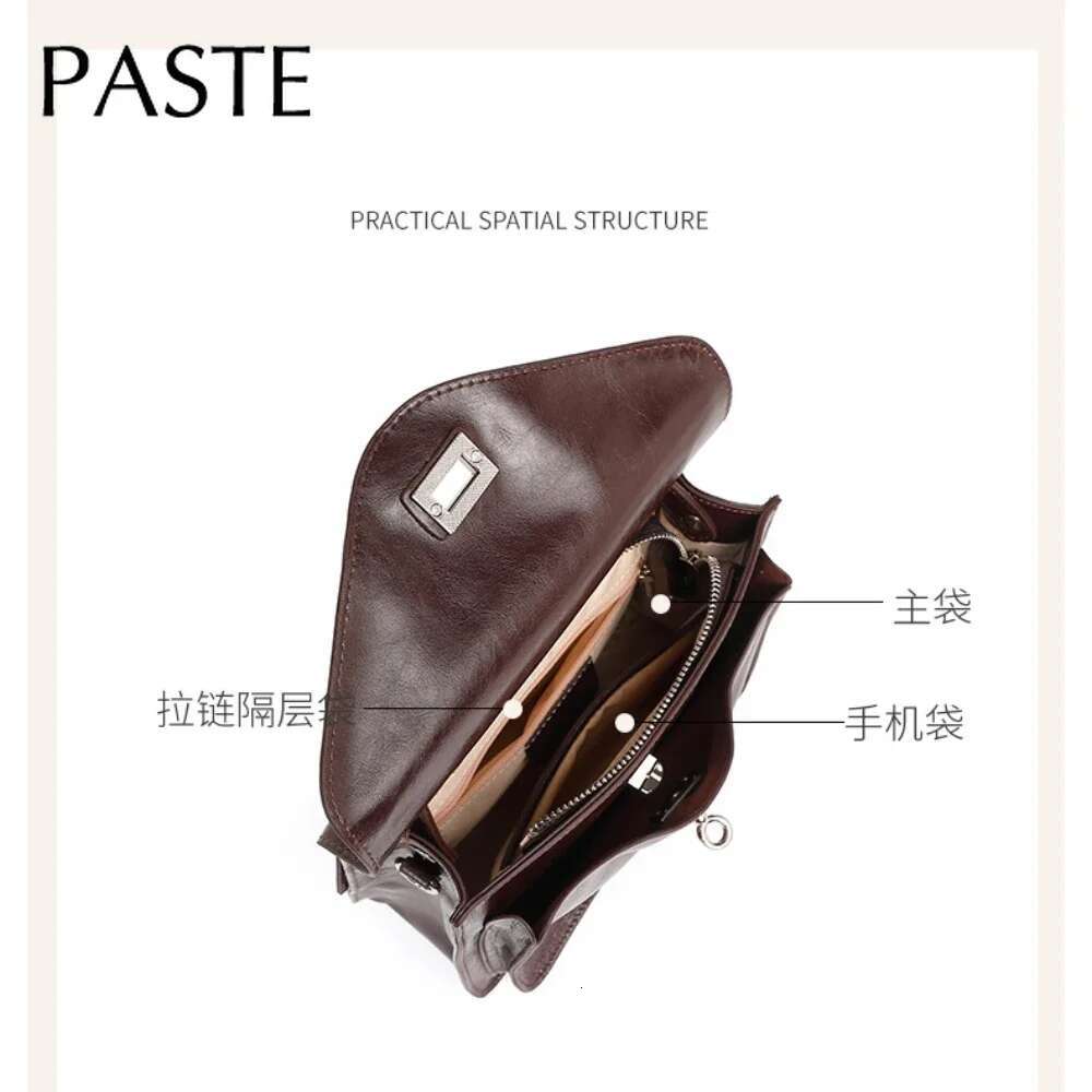 New Vintage England Style Small Sactchel Tote Wine Red Sier Color Glossy Oil Wax Cowhide Leather Women Messenger Bag
