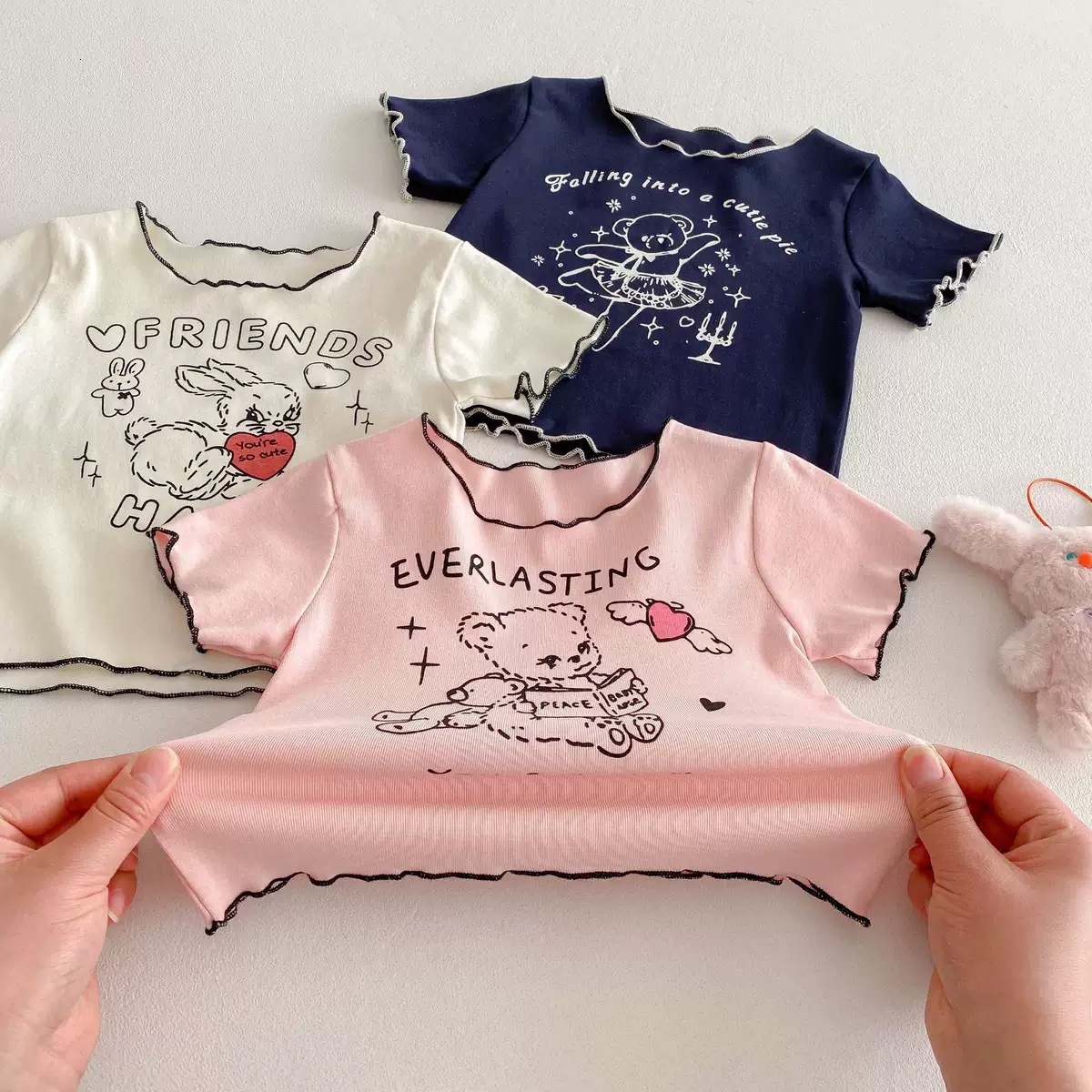 Ddmyshoesvip Children S Clothing Girls Short Sleeved T Shirt Summer New Item Children S Versatile Mushroom Edge Top Baby Girl Printed T Shirt Trend