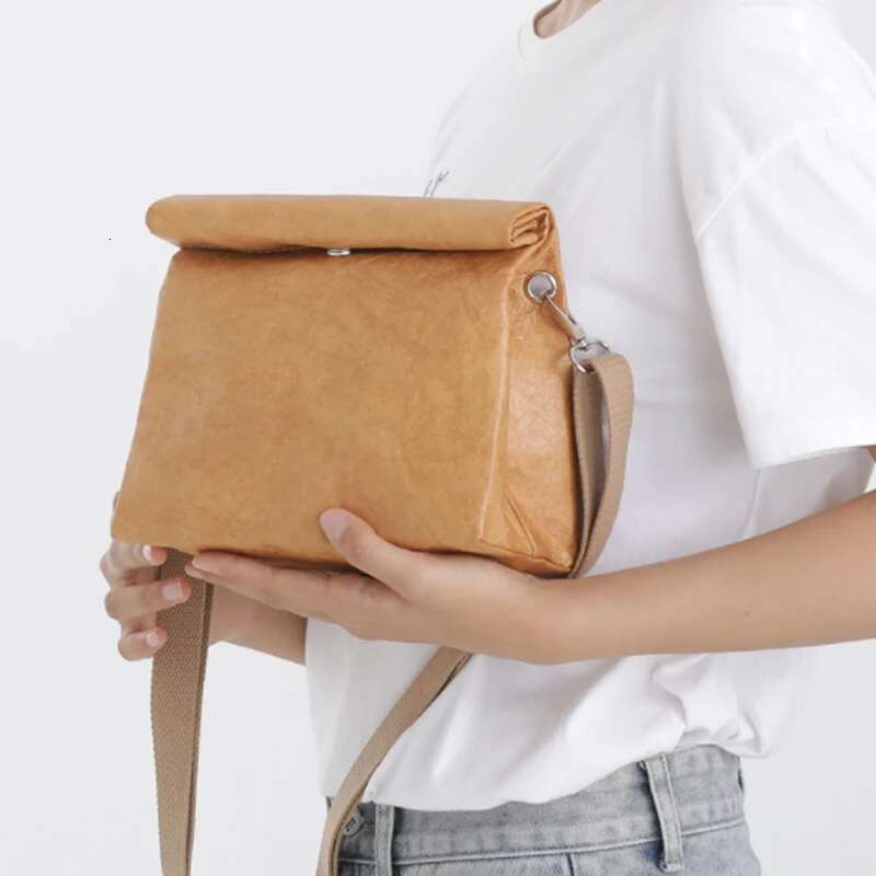 Design Single Shoulder Leisure Messenger New High Quality Kraft Paper Women Bag