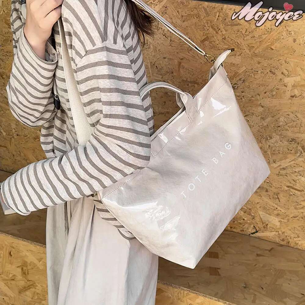 Women Top-Handle Bags Waterproof Tote PVC Kraft Handbag Large Capacity Casual Crossbody Bag Daily Work Shopping Travel Pack