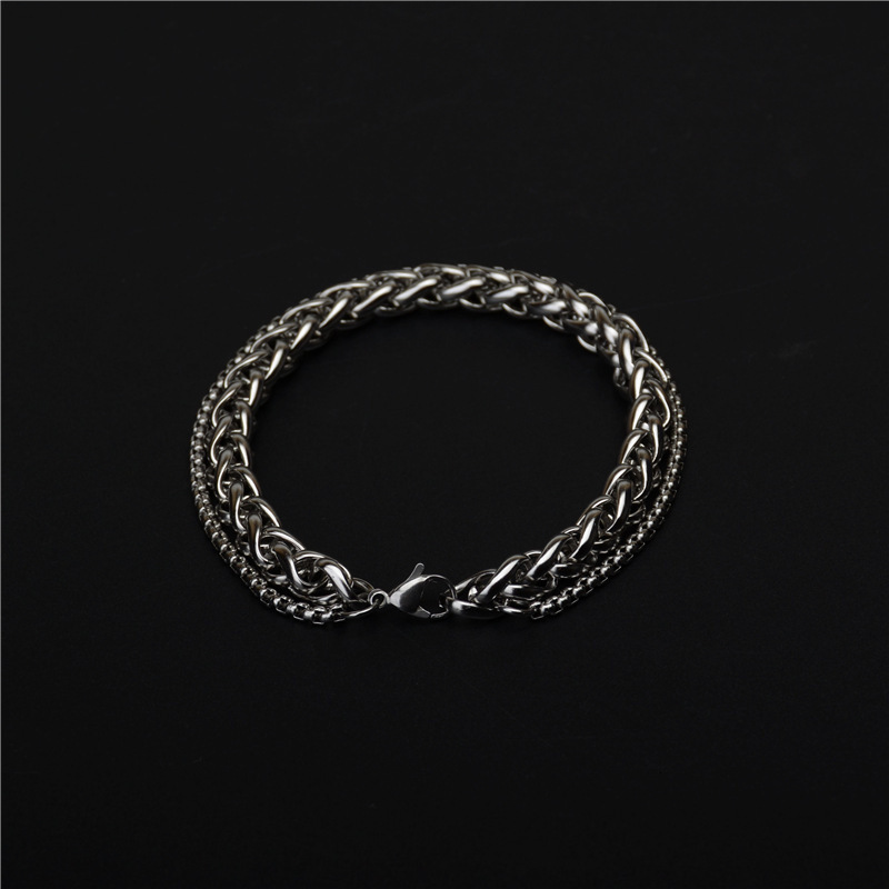 Double layer stainless steel men's women's universal keel bracelet, non fading and versatile high-end bracelet