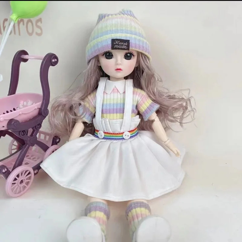 30cm Fat Doll 12 Moveable Joints 1/6 Girls Dress 3D Brown Eyes Toy with Clothes Shoes Girls Toys Children Gift 251107