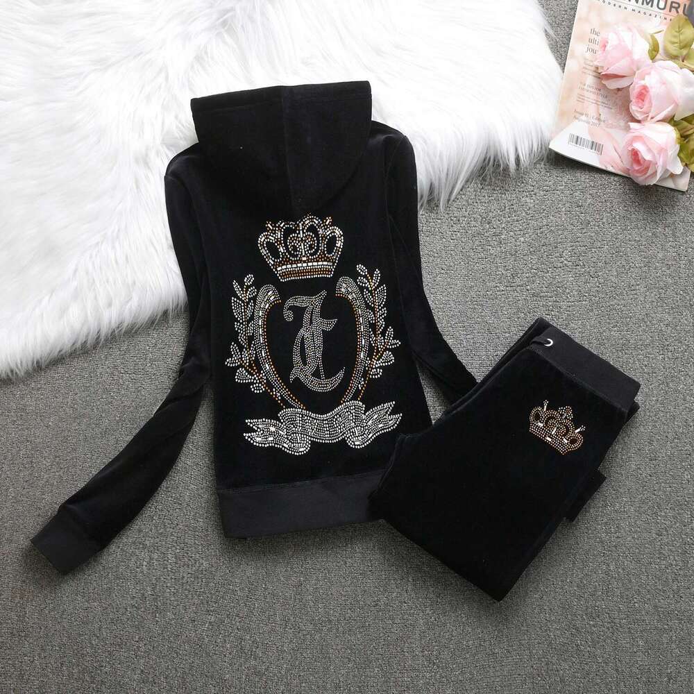 Tracksuit 2025 New Winter Women Veet American Streetwear Hooded Sweatshirt 2Pc Casual Women's Suit