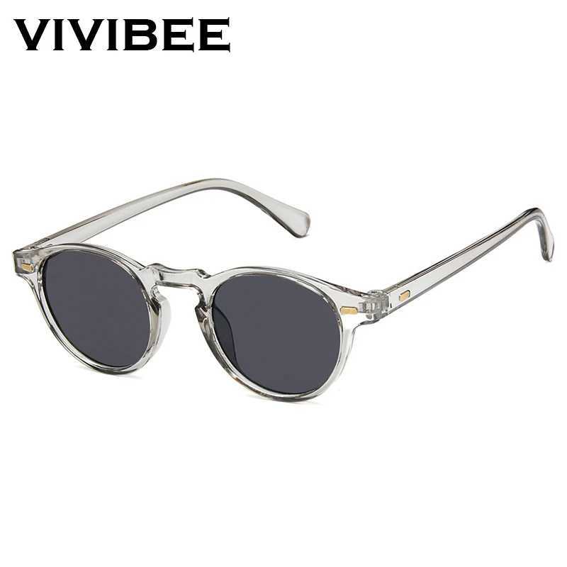 VIVIBEE Mens Fashion 2025 Oval Small Sunglasses Transparent Classic UV400 Sunglasses 2025 Womens Transparent Shadow Trend W250408
