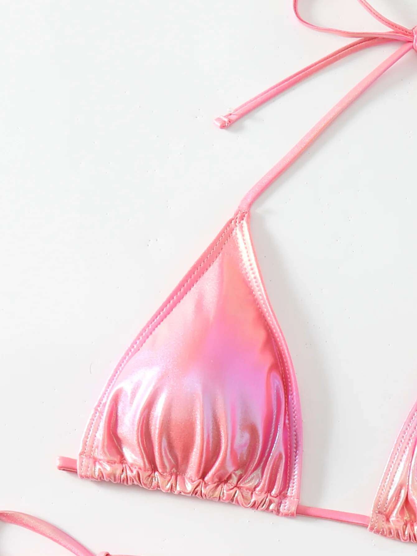 Dongdumaoyi Shiny Pink Bikini Sexy Push Up Bra Tie Side Thong Swimsuit Women Brazilian Beach Bathing Suit Micro Swimwear Traje De Ba O