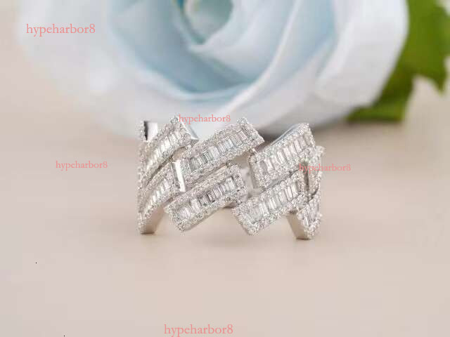 10k pure white gold-plated Moissanite ring - men's hip-hop fashion gold shop with inlaid chain links